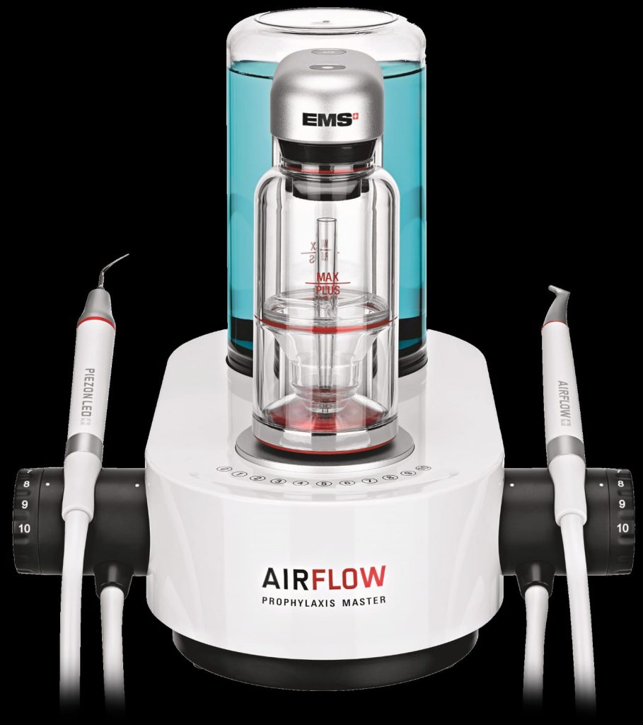 Image of an AIR-FLOW machine. Dental hygienist in Sutton at Sherwood Park Dental in Surrey.